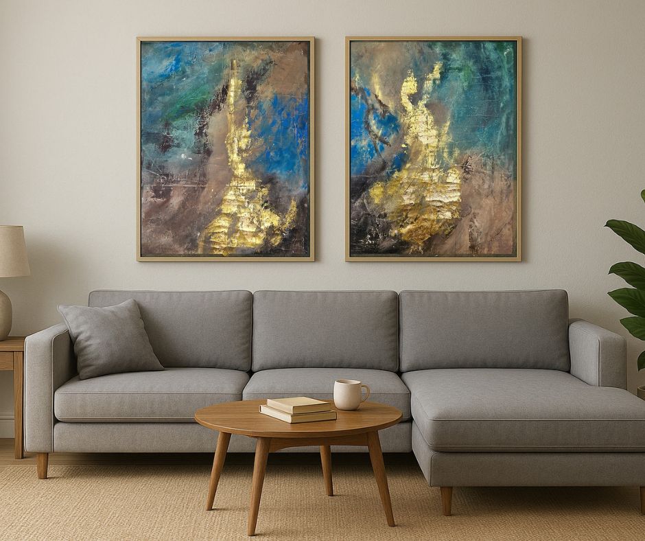 set of two abstract paintings