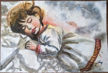 Yıkıntılar içinde Gazze'li Çocuk