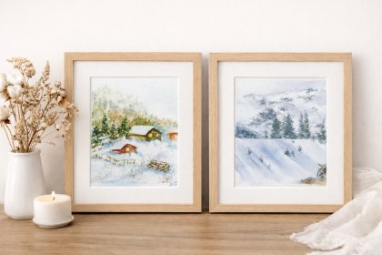 Sulu Boya Kış Manzaları  (set) 