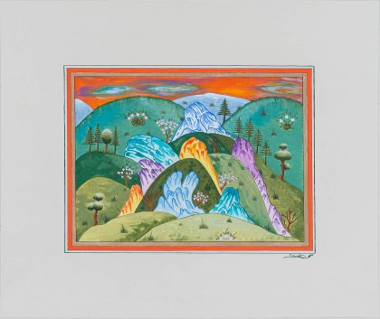 Handmade Ottoman Miniature Art, Gouache Nature Painting