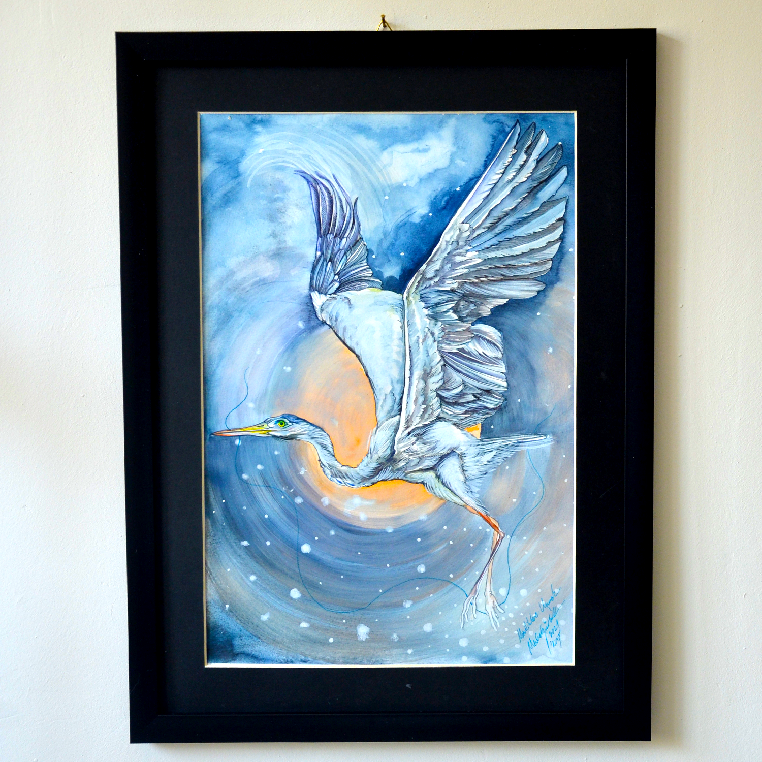 MAVİLİKLERE UÇMAK I MERVE GÜRLEK I ÇERÇEVELİ ORİJİNAL SANAT ESERİ