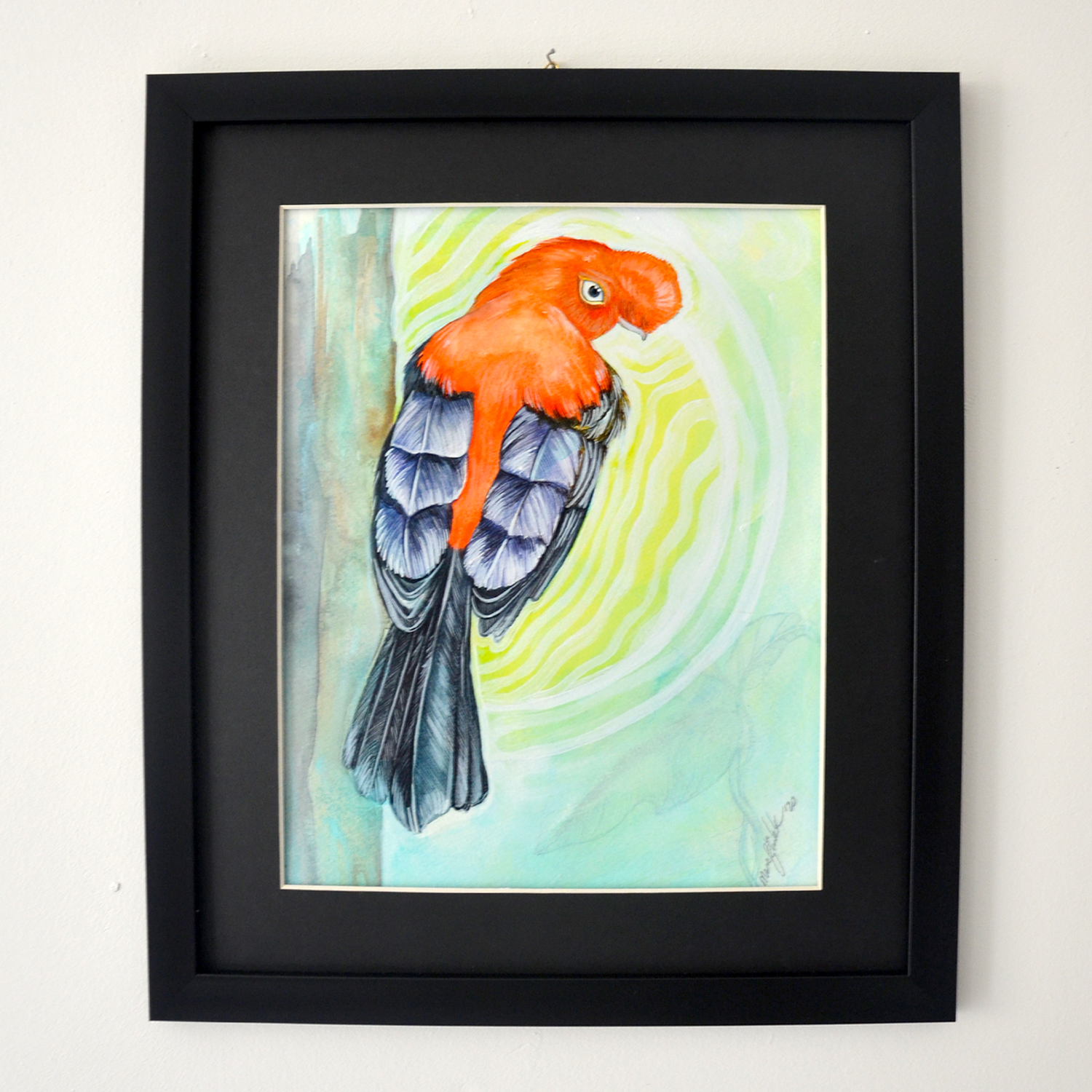 RUPICOLA BIRD I MERVE GÜRLEK I ÇERÇEVELİ ORİJİNAL SANAT ESERİ