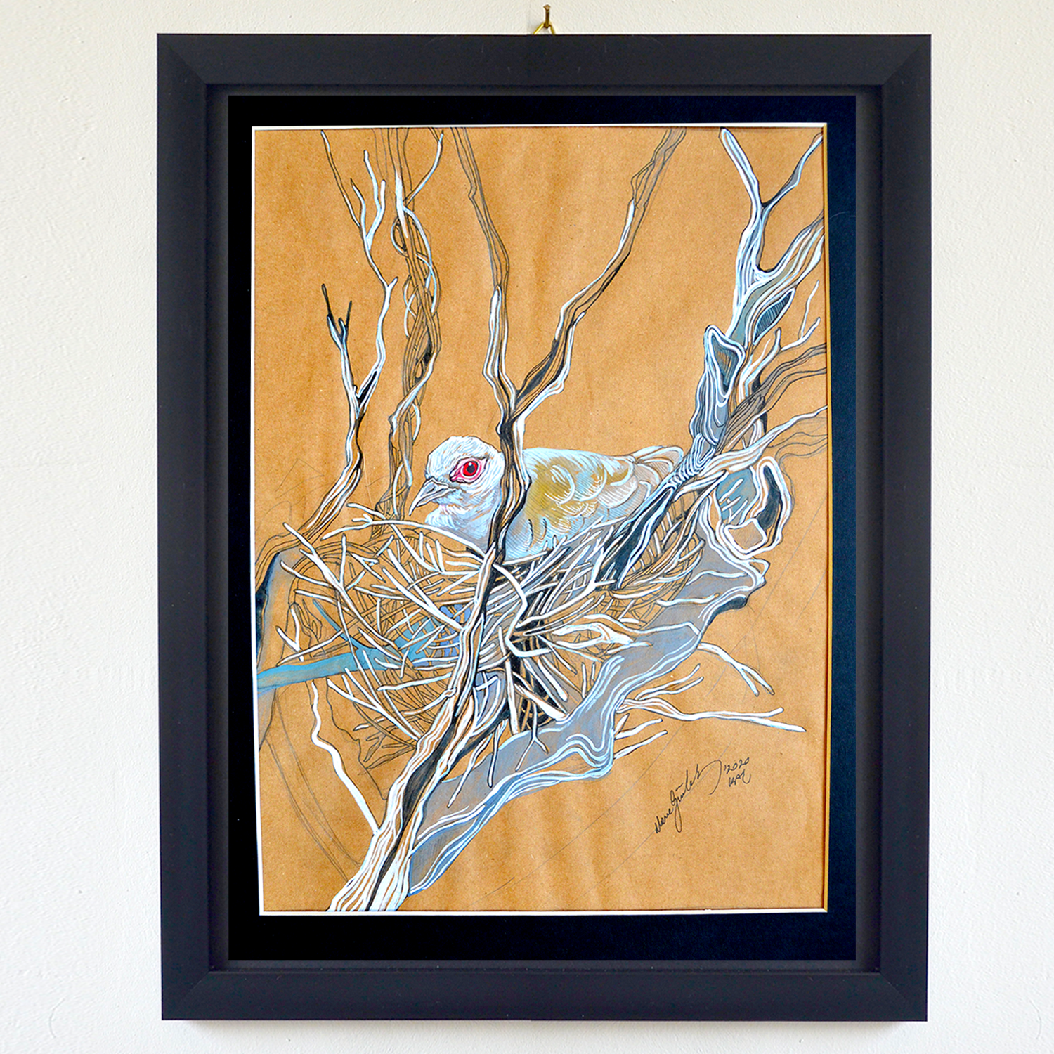 GU-GUK! I MERVE GÜRLEK - KUŞLAR SERİSİ I ÇERÇEVELİ ORİJİNAL SANAT ESERİ