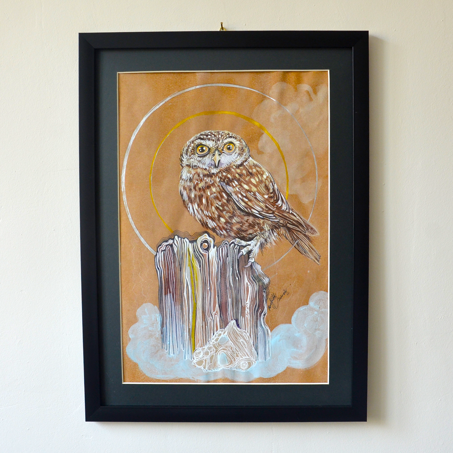 KUKUMAV BAYKUŞ I MERVE GÜRLEK - KUŞLAR SERİSİ I ÇERÇEVELİ ORİJİNAL SANAT ESERİ